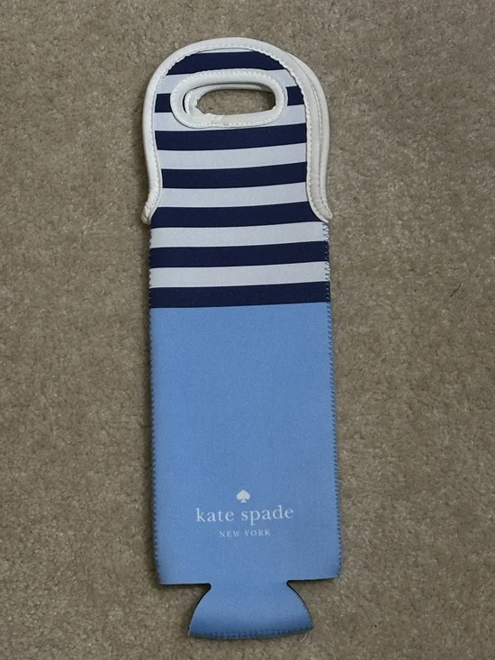 kate spade Light Blue and Navy Striped Neoprene Bottle Tote - Picture 2 of 9